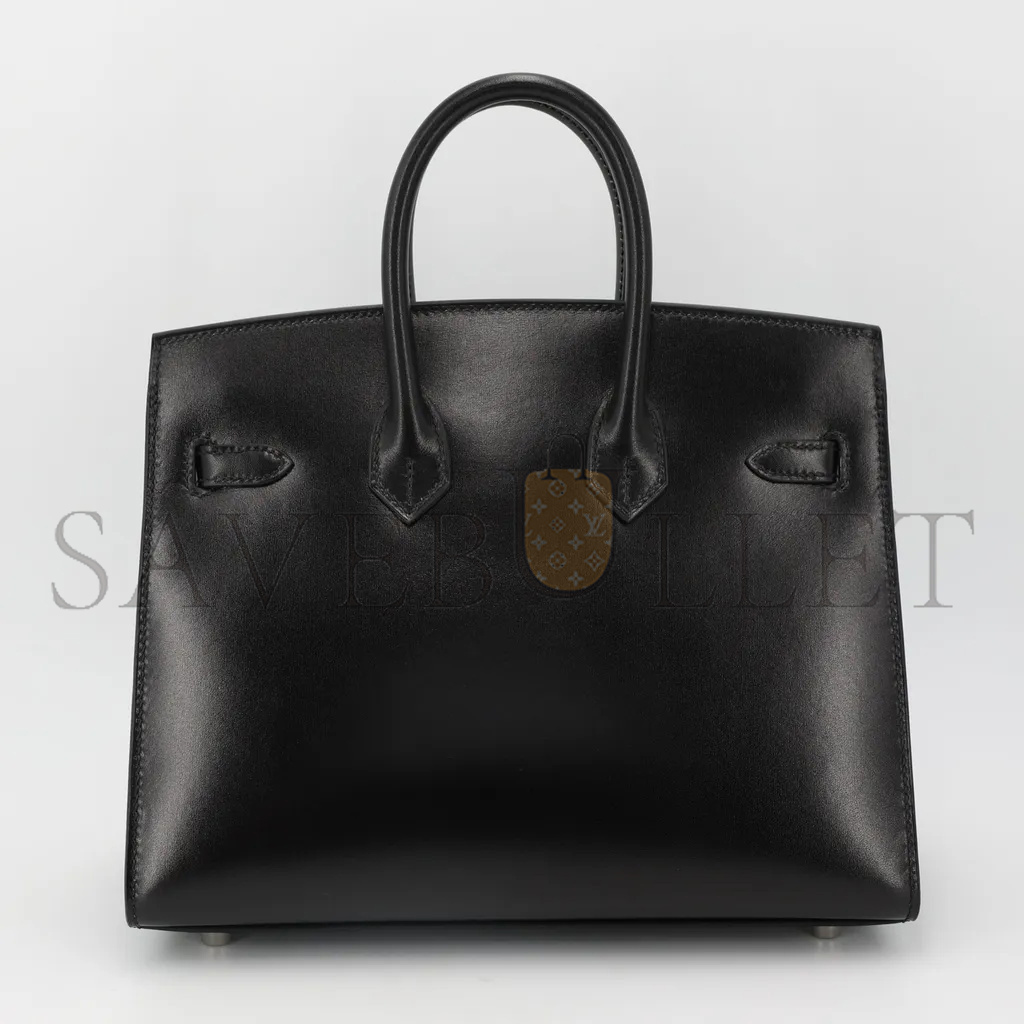 H**mes master birkin 25 box leather black silver buckle h029283ck86 (25*20*13cm)